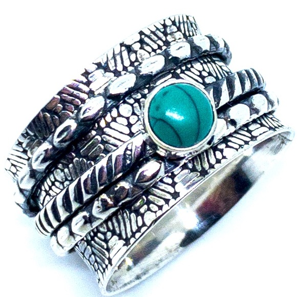 Turquoise Spinner 925 Sterling Silver Ring